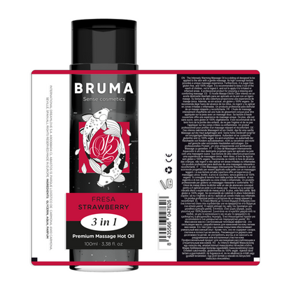 BRUMA - OLIO DA MASSAGGIO PREMIUM EFFETTO CALORE SAPORE FRAGOLA 3 IN 1 - 100 ML