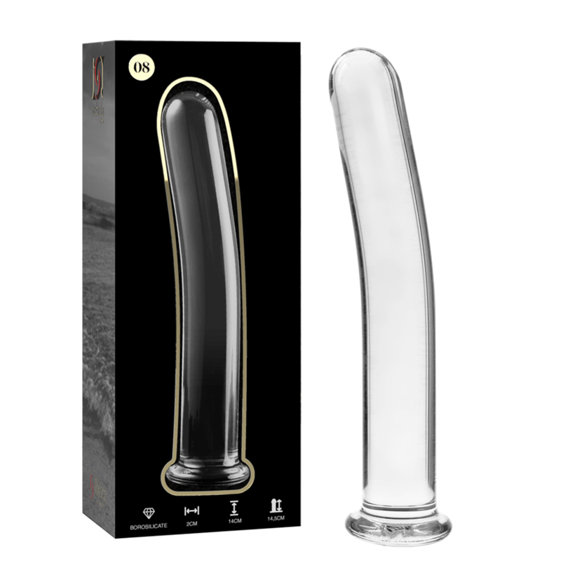 NEBULA SERIES BY IBIZA - MODELLO 8 DILDO IN VETRO BOROSILICATO TRASPARENTE 14.5 CM -O- 2 CM