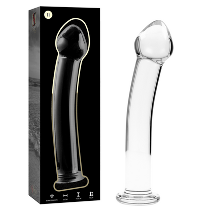 NEBULA SERIES BY IBIZA - MODELLO 11 DILDO IN VETRO BOROSILICATO TRASPARENTE 16 CM -O- 3 CM