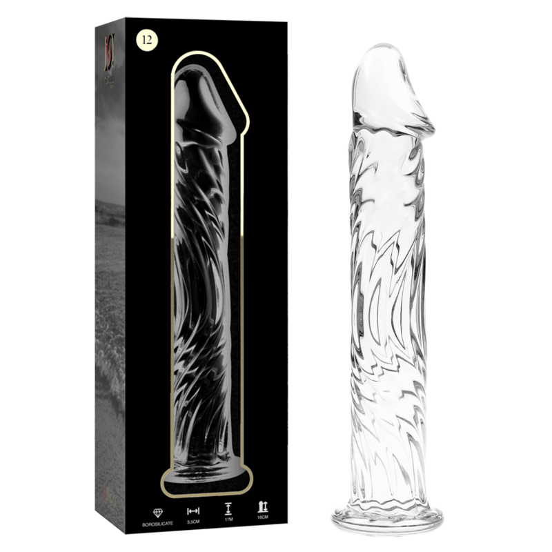 NEBULA SERIES BY IBIZA - MODELLO 12 DILDO IN VETRO BOROSILICATO TRASPARENTE 17 CM -O- 3.5 CM