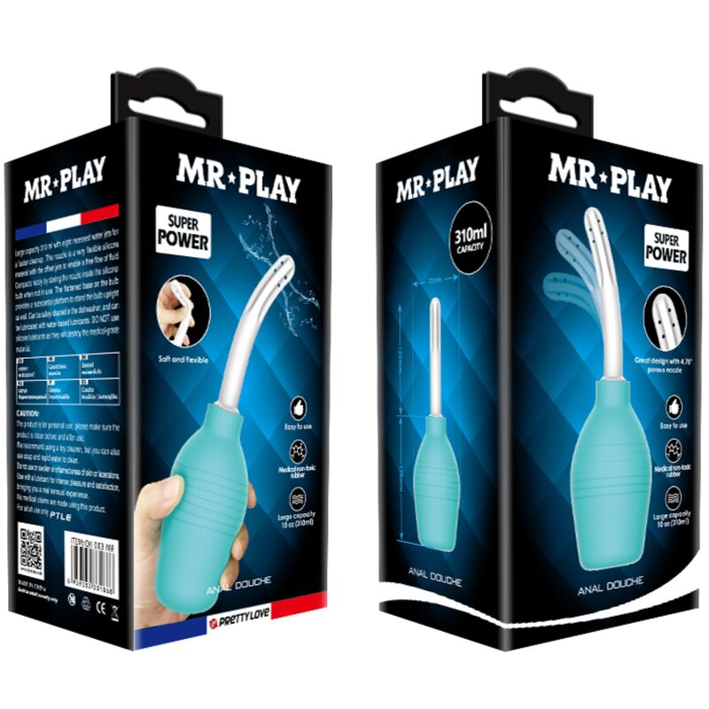 MR PLAY - DOCCIA ANALE IN GOMMA BLU PERA