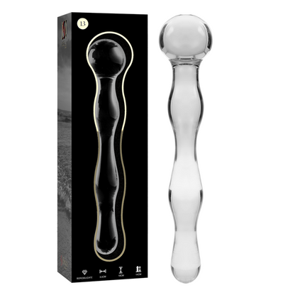 NEBULA SERIES BY IBIZA - MODELLO 13 DILDO IN VETRO BOROSILICATO TRASPARENTE 18 CM -O- 3.5 CM