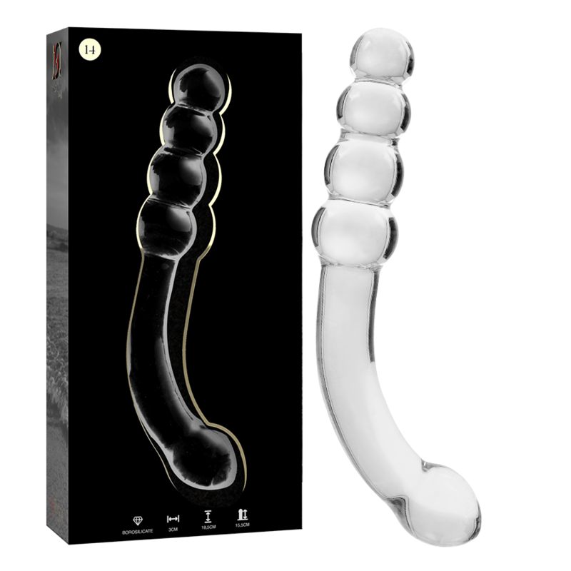 NEBULA SERIES BY IBIZA - MODELLO 14 DILDO IN VETRO BOROSILICATO TRASPARENTE 18.5 CM -O- 3 CM