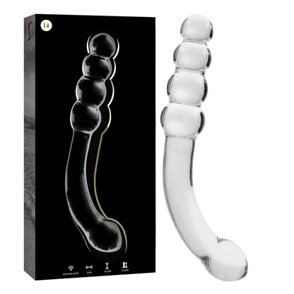 NEBULA SERIES BY IBIZA - MODELLO 14 DILDO IN VETRO BOROSILICATO TRASPARENTE 18.5 CM -O- 3 CM