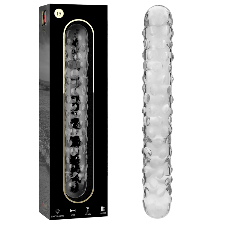 NEBULA SERIES BY IBIZA - MODELLO 15 DILDO IN VETRO BOROSILICATO TRASPARENTE 18.5 CM -O- 3 CM