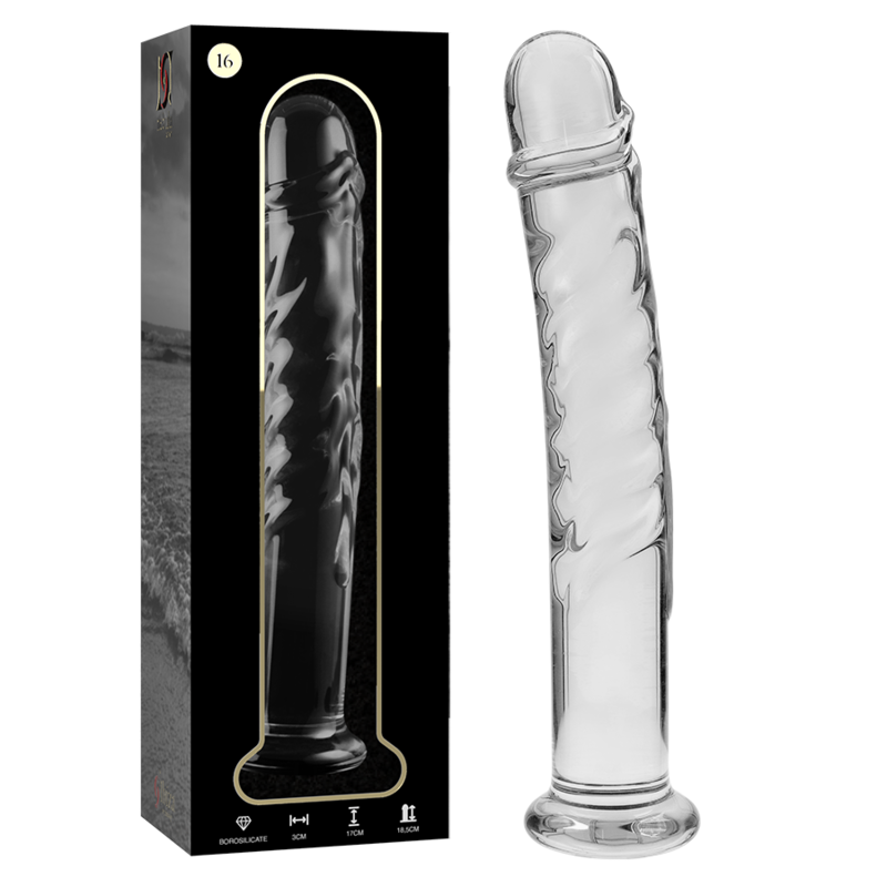 NEBULA SERIES BY IBIZA - MODELLO 16 DILDO IN VETRO BOROSILICATO TRASPARENTE 18.5 CM -O- 3 CM