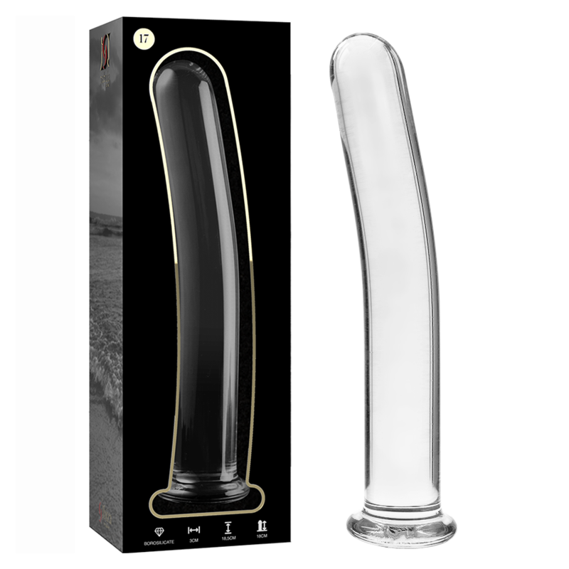 NEBULA SERIES BY IBIZA - MODELLO 17 DILDO IN VETRO BOROSILICATO TRASPARENTE 18.5 CM -O- 3 CM