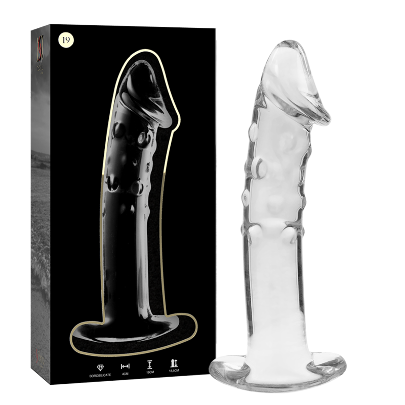 NEBULA SERIES BY IBIZA - MODELLO 19 DILDO IN VETRO BOROSILICATO TRASPARENTE 18.5 CM -O- 4 CM