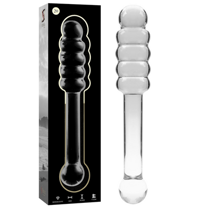 NEBULA SERIES BY IBIZA - MODELLO 20 DILDO IN VETRO BOROSILICATO TRASPARENTE 20.5 CM -O- 3 CM