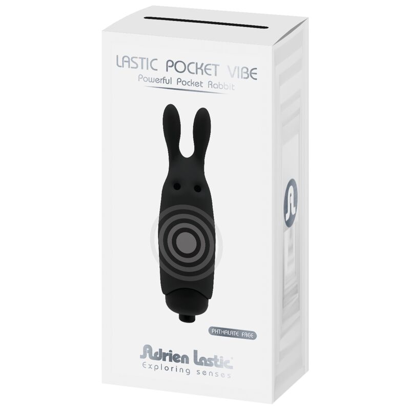 ADRIEN LASTIC - VIBRATORE CONIGLIO NERO TASCABILE IN LASTIC