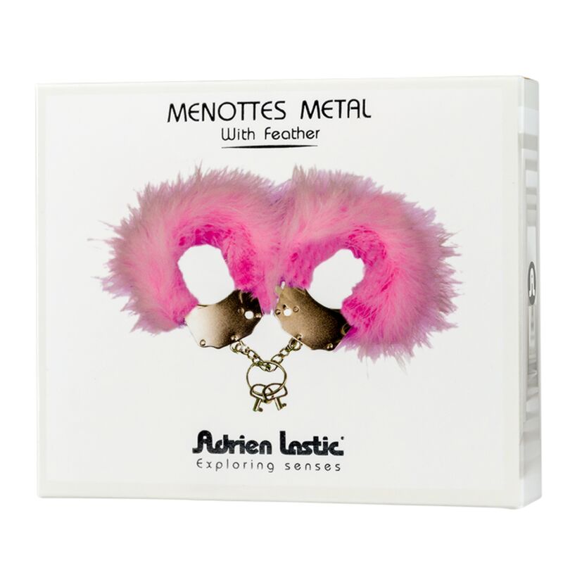 ADRIEN LASTIC - MANETTE IN METALLO CON PIUME ROSA