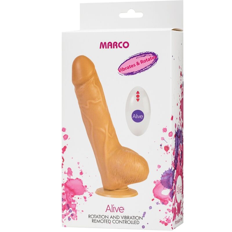 ALIVE - MARCO REALISTIC VIBRATORE E ROTATORE TELECOMANDO DEL PENE 19 CM