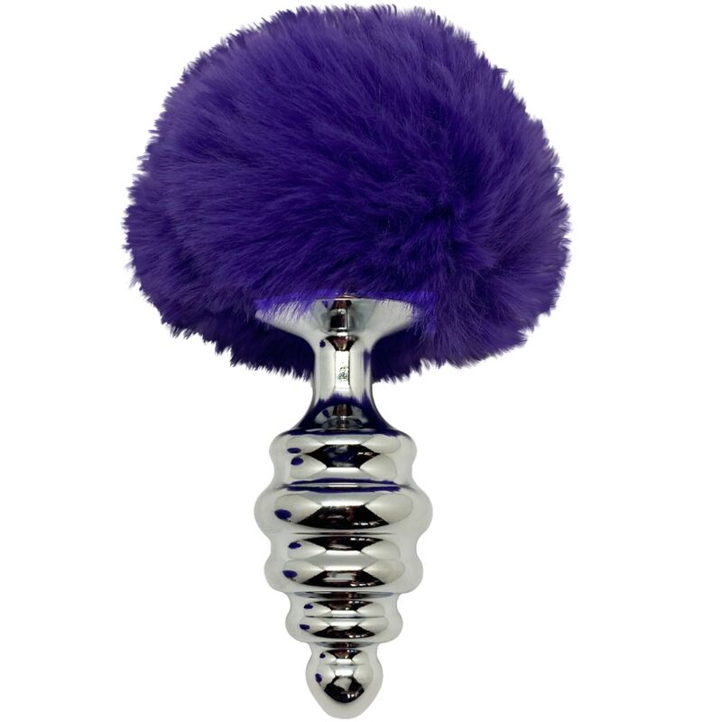 ALIVE - PLUG PIACERE ANALE SPIRALE METALLO FLUFFY VIOLA SCURO TAGLIA M