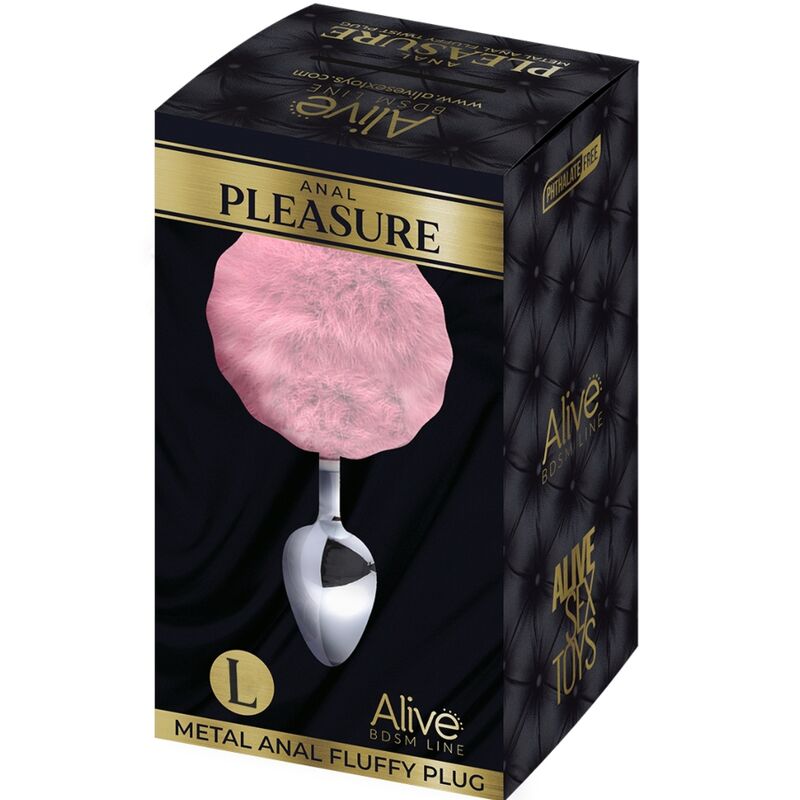 ALIVE - PLUG PIACERE ANALE METALLO LISCIO ROSA FLUFFY TAGLIA L