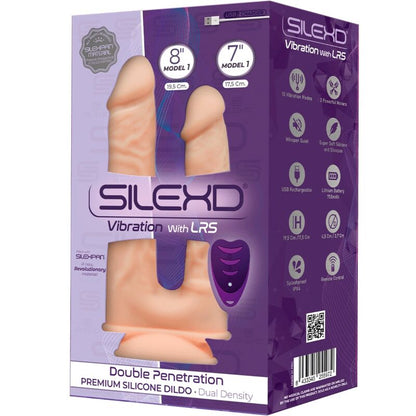 SILEXD - MODELLO 1 PENE REALISTICO VIBRATORE DOPPIA PENETRAZIONE PREMIUM SILEXPAN TELECOMANDO IN SILICONE 17.5 / 19.5 CM