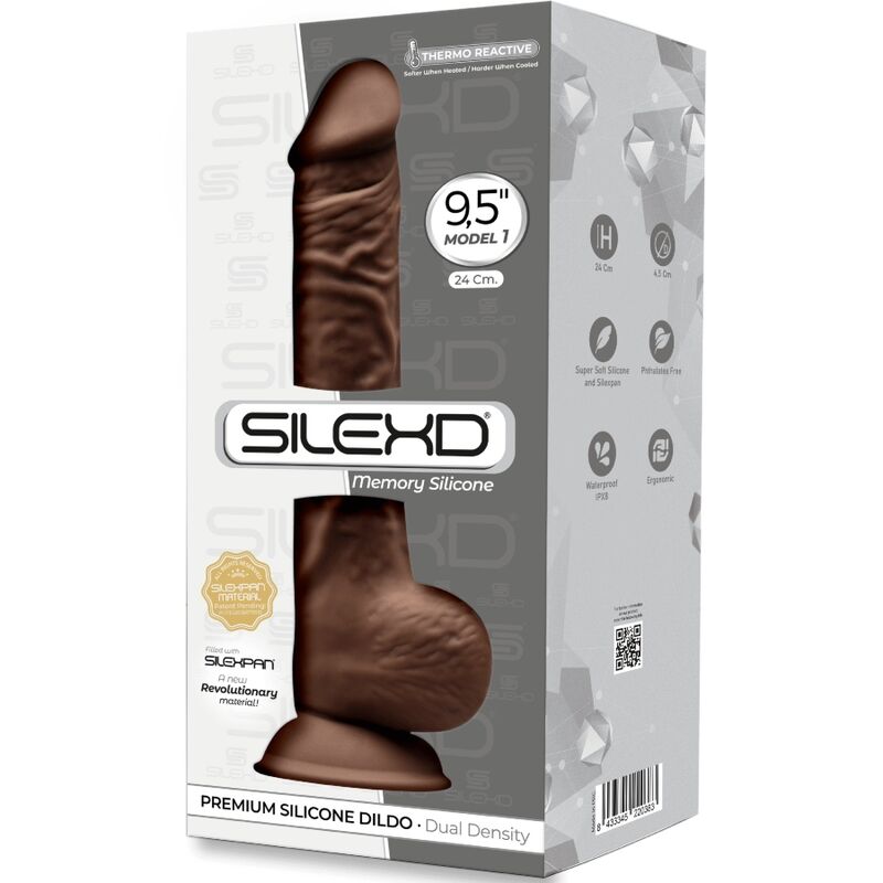 SILEXD - MODELLO 1 PENE REALISTICO PREMIUM SILEXPAN SILICONE MARRONE 24 CM