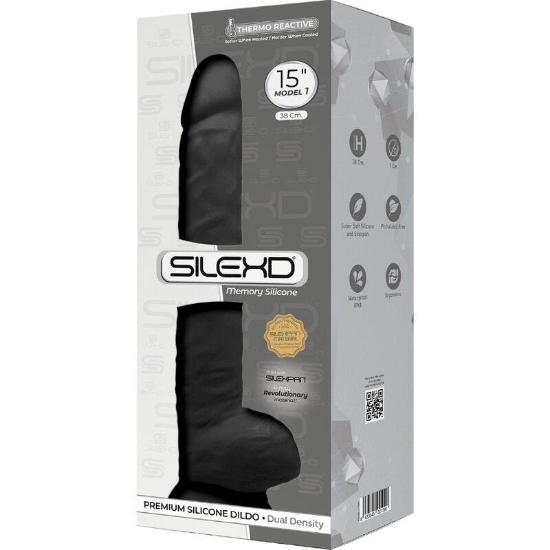 SILEXD - MODELLO 1 PENE REALISTICO PREMIUM SILEXPAN SILICONE NERO 38 CM