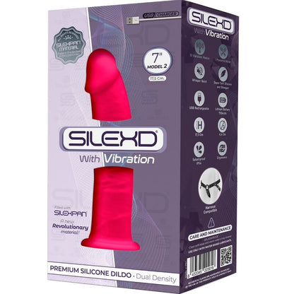 SILEXD - MODELLO 1 VIBRATORE PENE REALISTICO IN SILICONE PREMIUM SILEXPAN FUCSIA 17.5 CM