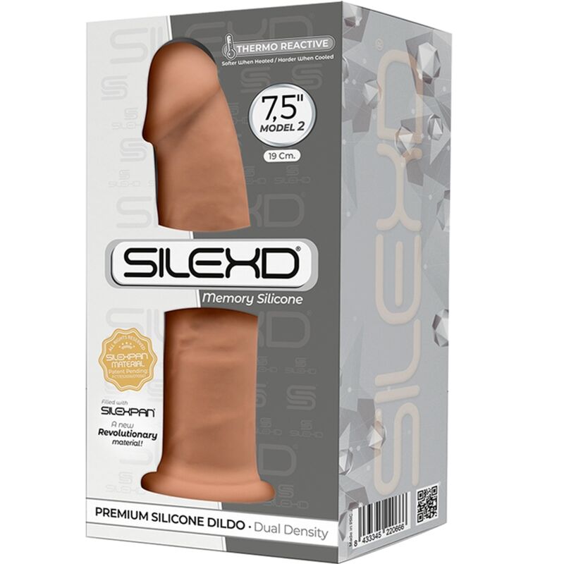 SILEXD - MODELLO 2 PENE REALISTICO PREMIUM SILEXPAN SILICONE CARAMEL 19 CM