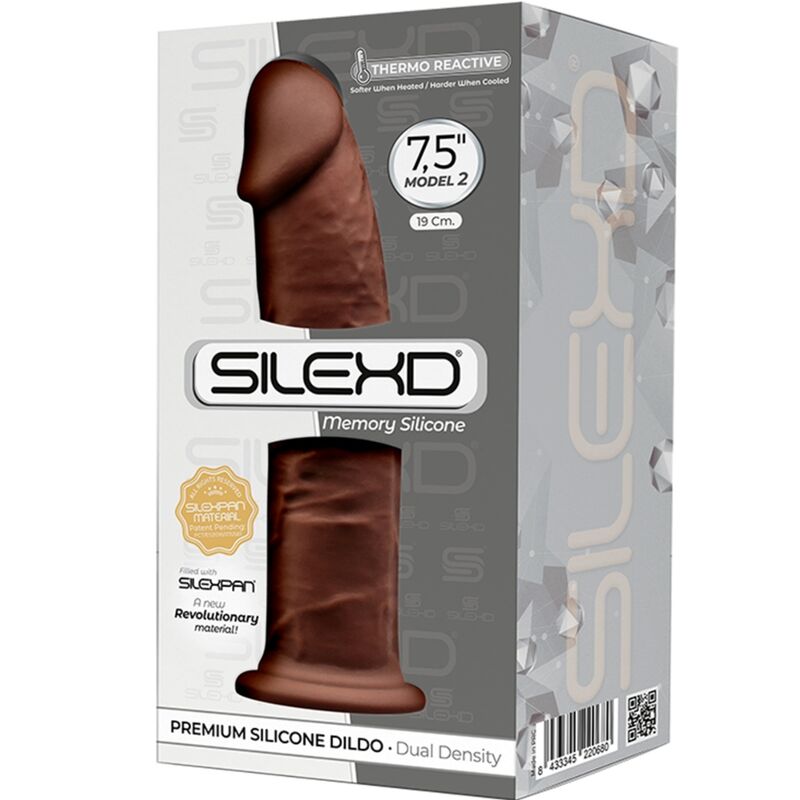 SILEXD - MODELLO 2 PENE REALISTICO PREMIUM SILEXPAN SILICONE MARRONE 19 CM