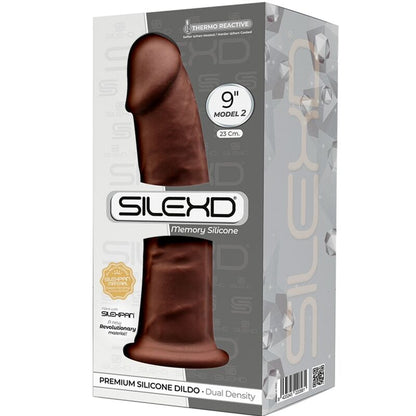 SILEXD - MODELLO 2 PENE REALISTICO PREMIUM SILEXPAN SILICONE MARRONE 23 CM