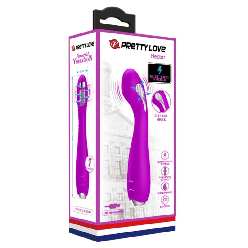 PRETTY LOVE - VIBRATORE ELETTROSHOCK RICARICABILE HECTOR IMPERMEABILE VIOLA