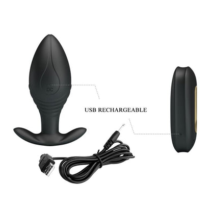 PRETTY LOVE - VIBRATORE RICARICABILE PLUG ANALE REGINA NERO