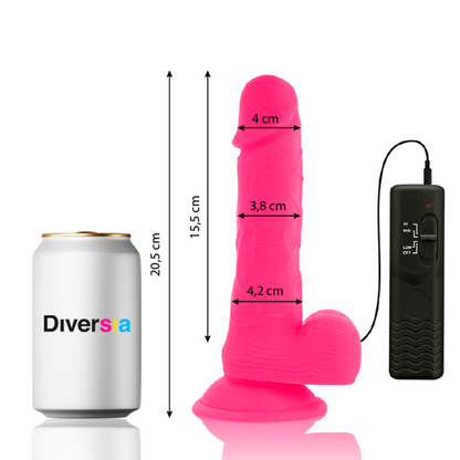 DIVERSIA - DILDO VIBRANTE FLESSIBILE ROSA 20.5 CM -O- 4.2 CM