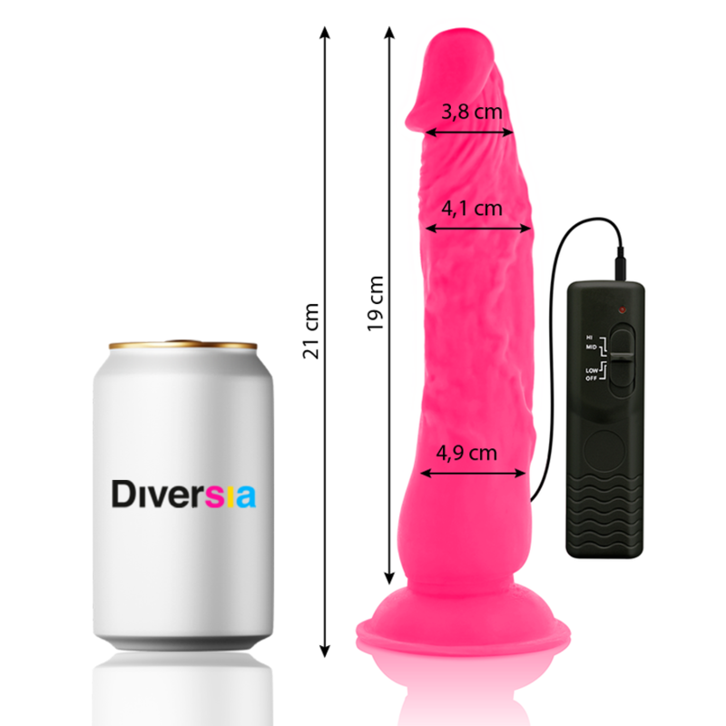 DIVERSIA - DILDO VIBRANTE FLESSIBILE ROSA 21 CM -O- 4.9 CM