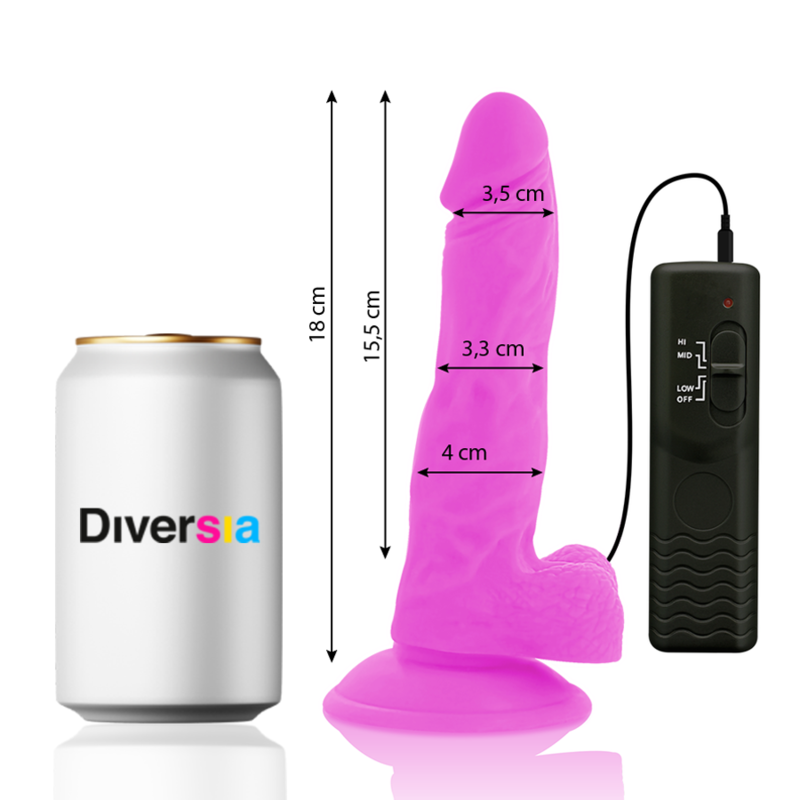 DIVERSIA - DILDO VIBRANTE FLESSIBILE VIOLA 18 CM -O- 4 CM