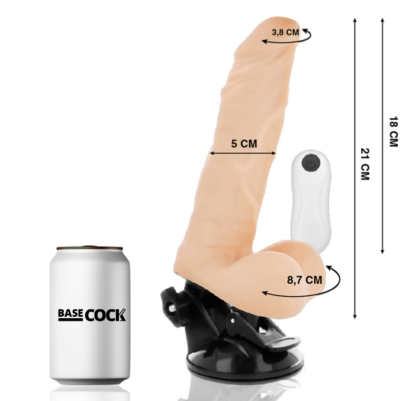 BASECOCK - VIBRATORE ARTICOLABILE TELECOMANDO NATURALE 21 CM -O- 5 CM