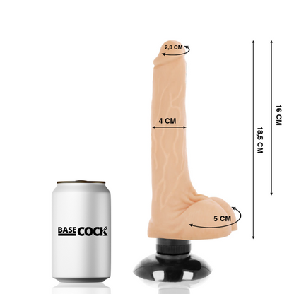 BASECOCK - VIBRATORE REALISTICO 2-1 NATURALE 18.5 CM -O- 4 CM