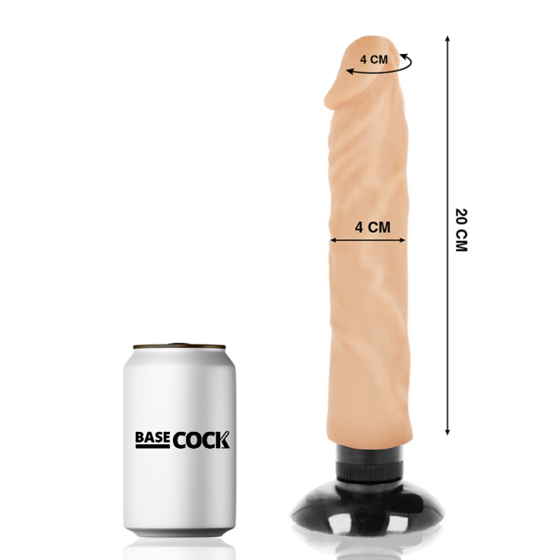 BASECOCK - VIBRATORE REALISTICO 2-1 NATURALE 20 CM -O- 4 CM