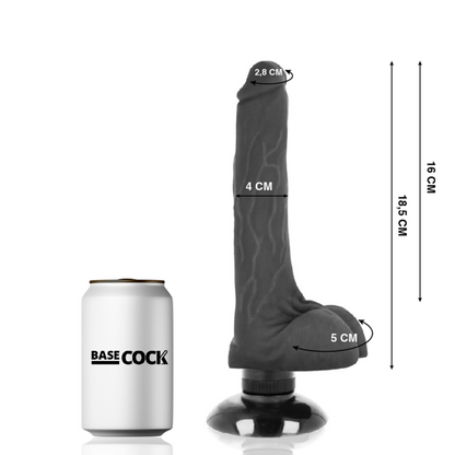 BASECOCK - VIBRATORE REALISTICO 2-1 NATURALE 18.5 CM -O- 4 CM