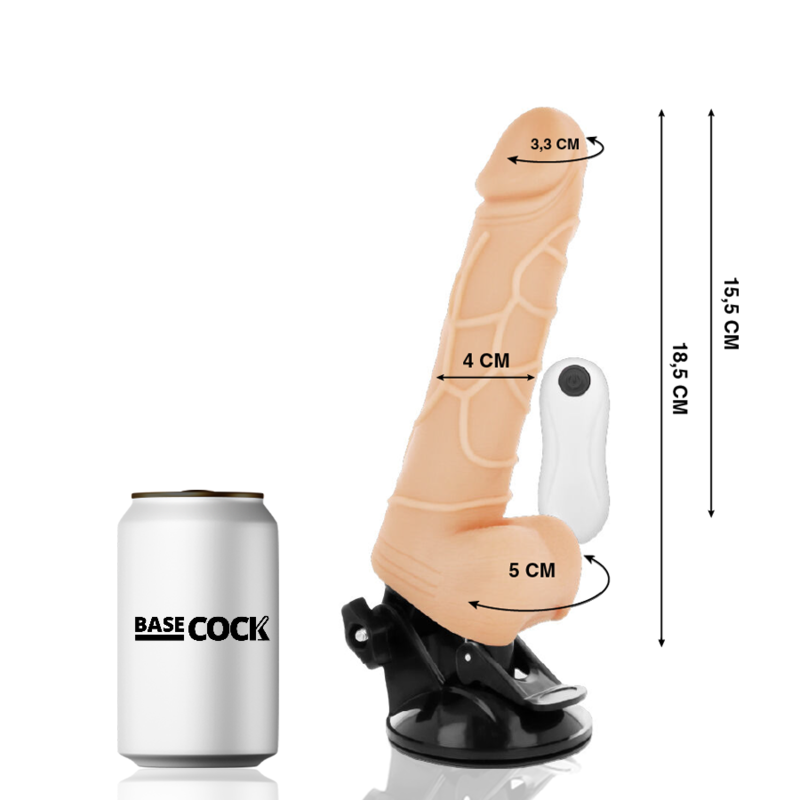 BASECOCK - VIBRATORE TELECOMANDO NATURALE REALISTICO 18.5 CM -O- 4CM