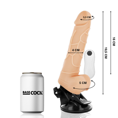 BASECOCK - VIBRATORE REALISTICO TELECOMANDO NATURALE CON TESTICOLI 19.5 CM -O- 4 CM