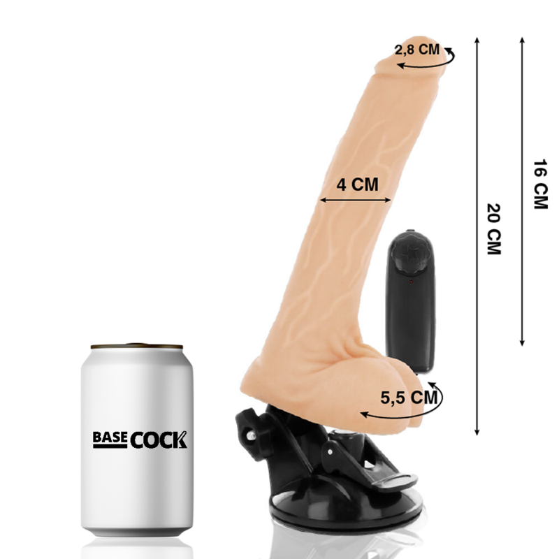 BASECOCK - VIBRATORE TELECOMANDO NATURALE REALISTICO CON TESTICOLI 20 CM -O- 4 CM