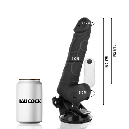 BASECOCK - VIBRATORE REALISTICO TELECOMANDO NATURALE CON TESTICOLI 19.5 CM -O- 4 CM