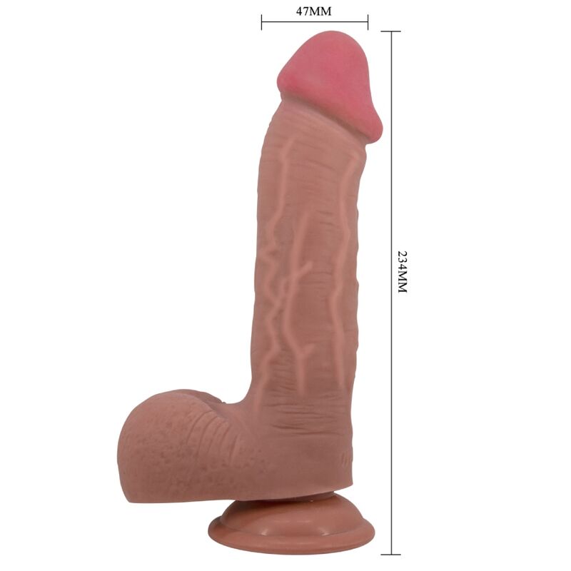 PRETTY LOVE - DILDO REALISTICO SLIDING SKIN SERIES CON VENTOSA SCORREVOLE DELLA PELLE MARRONE 23,4 CM