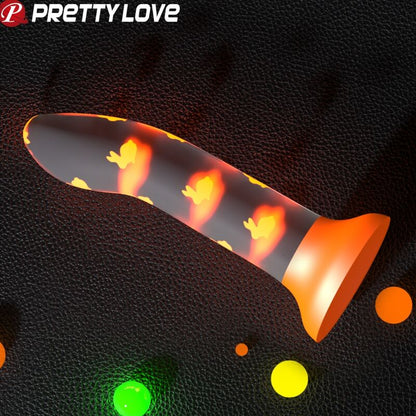 PRETTY LOVE - DILDO MAGICO NIGHTFALL SENZA VIBRAZIONI ARANCIO LUMINOSO