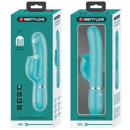 PRETTY LOVE - VIBRATORE CONIGLIO CON LECCATURA VERDE ACQUA