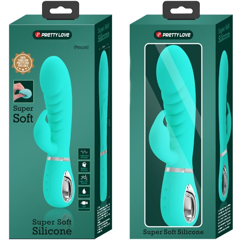 PRETTY LOVE - VIBRATORE MULTIFUNZIONE G-SPOT PRESCOTT VERDE ACQUA