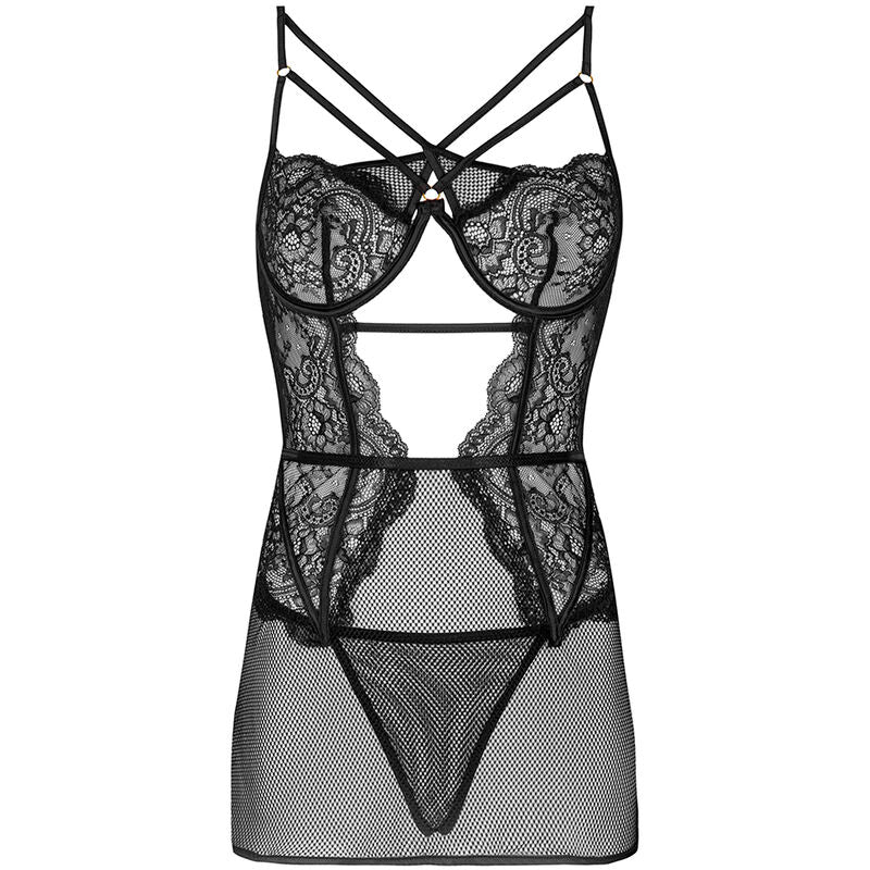 LIVCO CORSETTI FASHION - CAMICIA + SLIP BARIRIN LC 90633 NERO