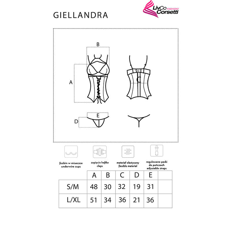 LIVCO CORSETTI FASHION - COLLEZIONE GIELLANDRA FOR THE SENSES CORSETTO + PANTY NERO