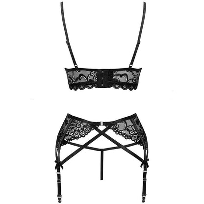 LIVCO CORSETTI FASHION - MORIDAM LC 90552 REGGISENO + REGGISENO + SLIP NEGRO