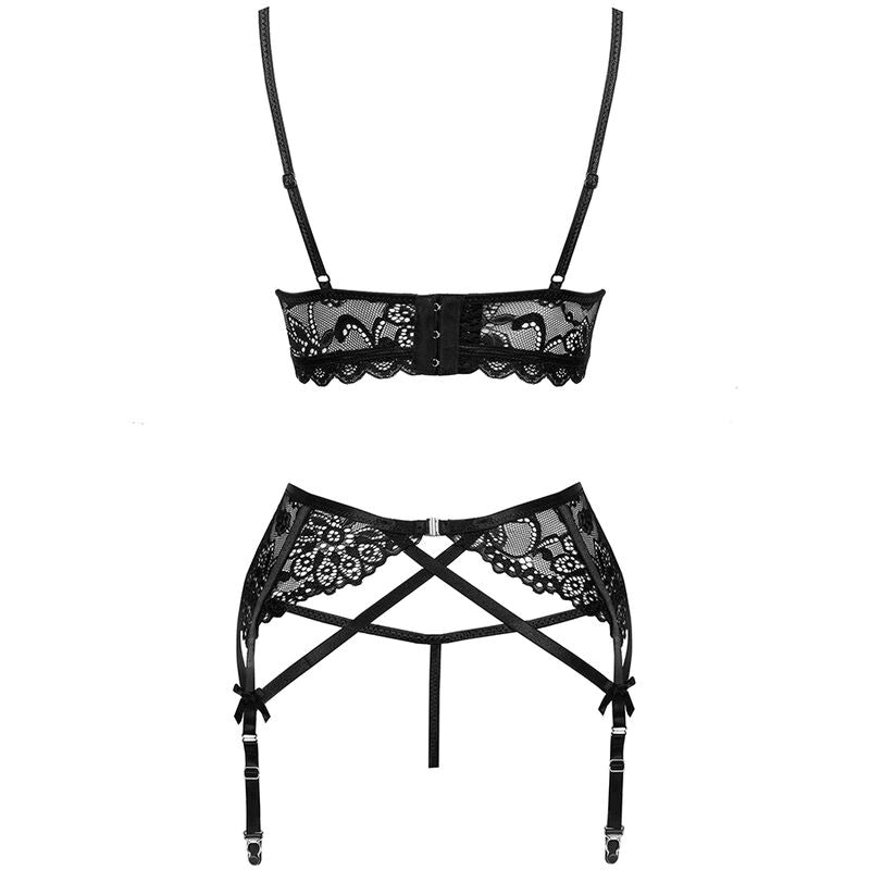 LIVCO CORSETTI FASHION - MORIDAM LC 90552 REGGISENO + REGGISENO + SLIP NEGRO