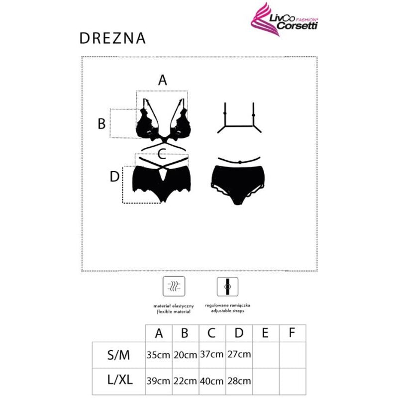 LIVCO CORSETTI FASHION - DREZNA LC 90733 REGGISENO + SLIP NERO