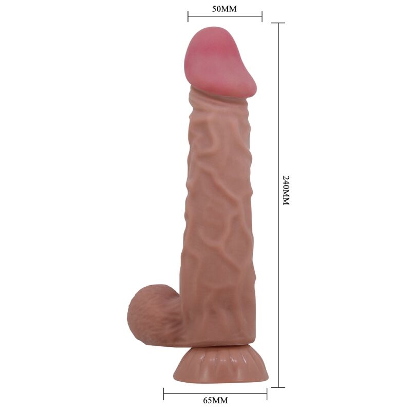 PRETTY LOVE - DILDO REALISTICO SLIDING SKIN SERIES CON VENTOSA SCORREVOLE DELLA PELLE MARRONE 24 CM