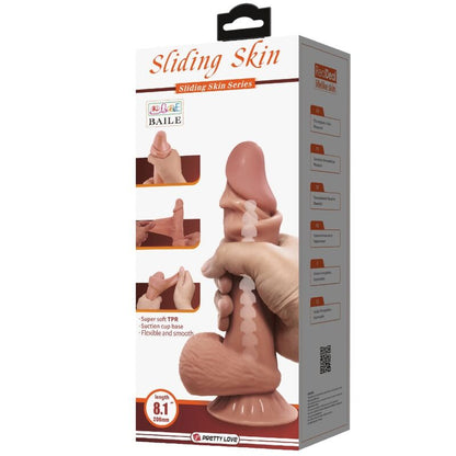 PRETTY LOVE - DILDO REALISTICO SERIE SLIDING SKIN CON VENTOSA SCORREVOLE IN PELLE MARRONE 21,8 CM