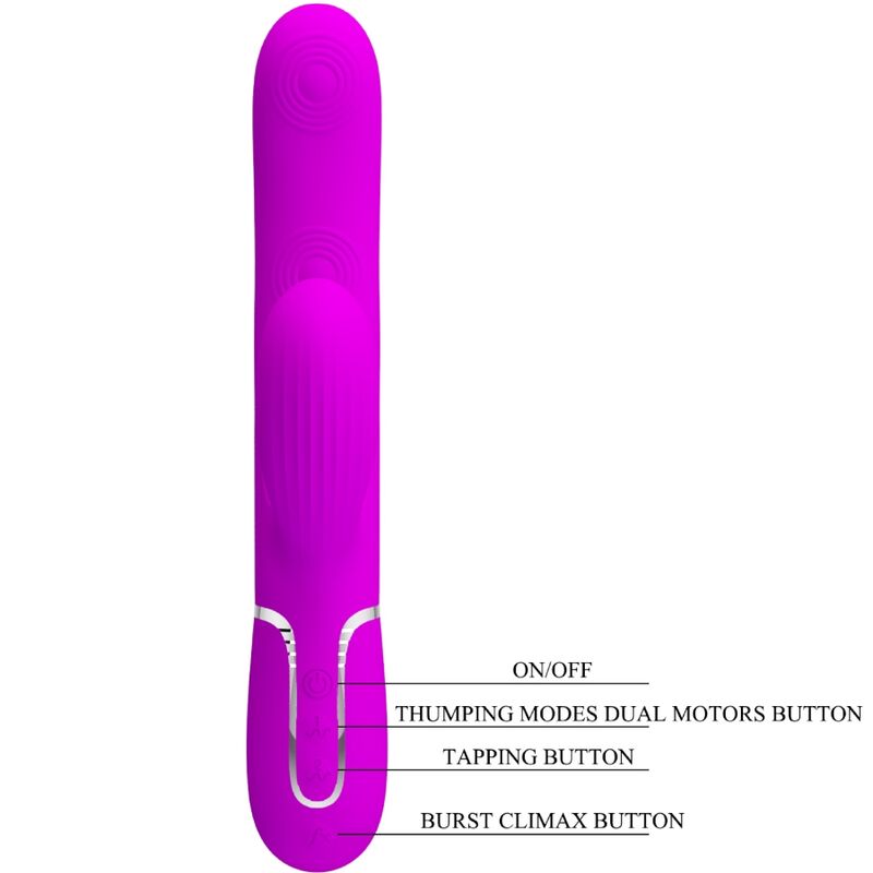 PRETTY LOVE - VIBRATORE MULTIFUNZIONE PERLITA 3 IN 1 G-SPOT VIOLA